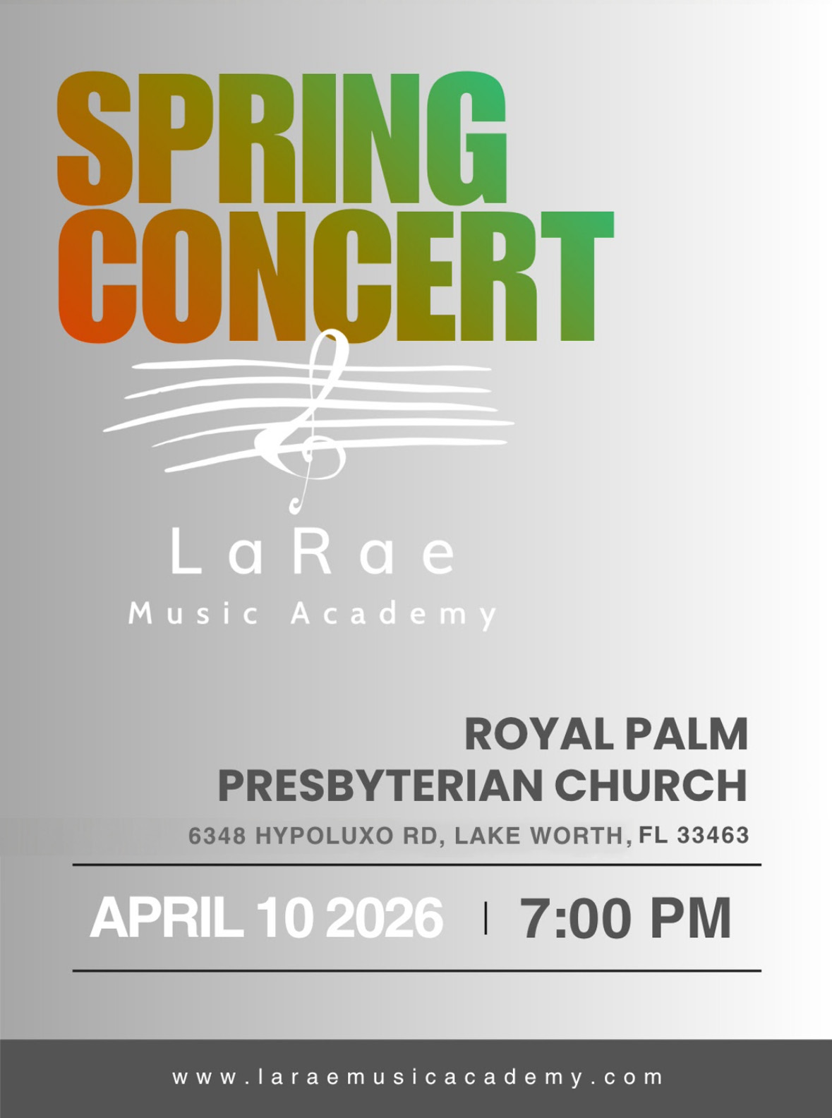 Spring Concert Flyer - LaRae Music Academy at Royal Palm Presbyterian Church
